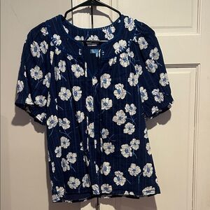 Draper James Floral Navy Blue Women's Top
